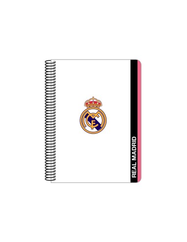 Cuaderno espiral safta cuarto 80 h 60 gr cuadro 4 mm tapa extradura real madrid 1 equipacion 20 21