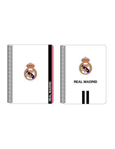 Cuaderno espiral safta cuarto 80 h 60 gr cuadro 4 mm tapa extradura real madrid 1 equipacion 20 21