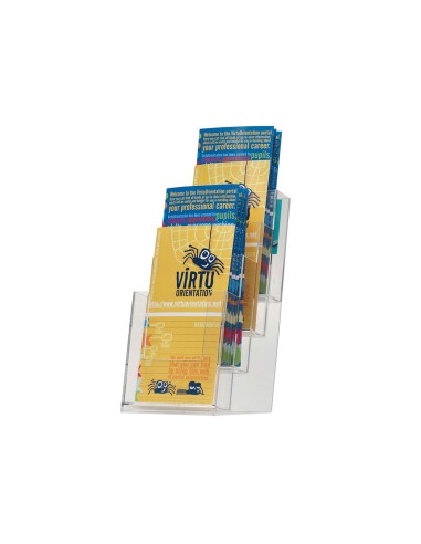 Expositor sobremesa q connect metacrilato 1 3 din a4 para tripticos 4 compartimentos 121x159x295 mm