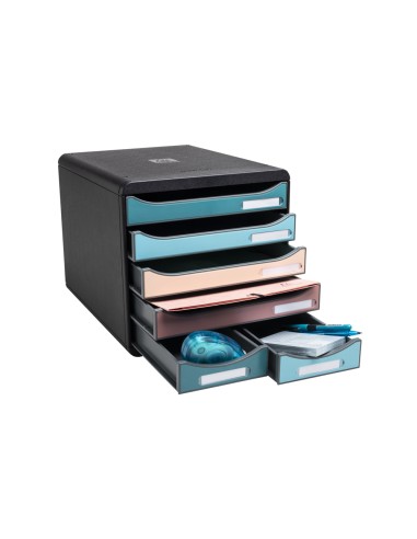 Fichero cajones de sobremesa exacompta skandi din a4 polipropileno reciclado 6 cajones colores surtidos