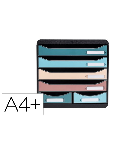 Fichero cajones de sobremesa exacompta skandi din a4 polipropileno reciclado 6 cajones colores surtidos