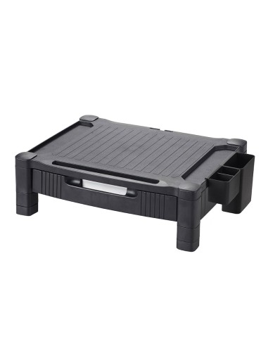 Soporte q connect para monitor impresora con cajon y ajustable a dos alturas 103cm a 133cm color negro