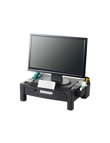 Soporte q connect para monitor impresora con cajon y ajustable a dos alturas 103cm a 133cm color negro