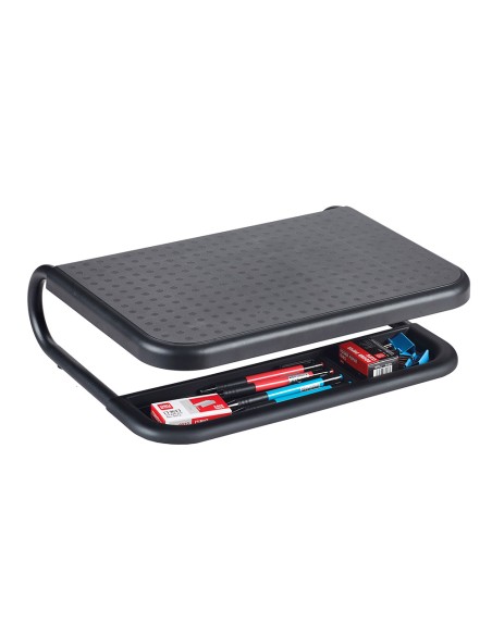 Soporte q connect para portatil y monitor de pc con bandeja organizadora color negro