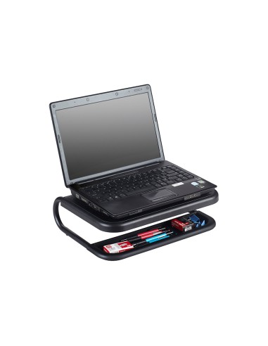 Soporte q connect para portatil y monitor de pc con bandeja organizadora color negro