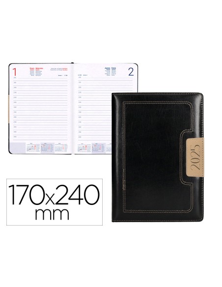 Agenda encuadernada liderpapel dorios 170 x 240 2025 dia pagina gris papel 70 gr