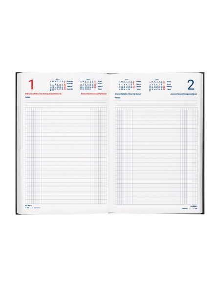 Agenda encuadernada liderpapel dietario 120 x 165 2025 dia pagina color negro papel 70 gr