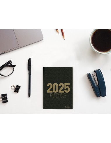 Agenda encuadernada liderpapel dietario 120 x 165 2025 dia pagina color negro papel 70 gr