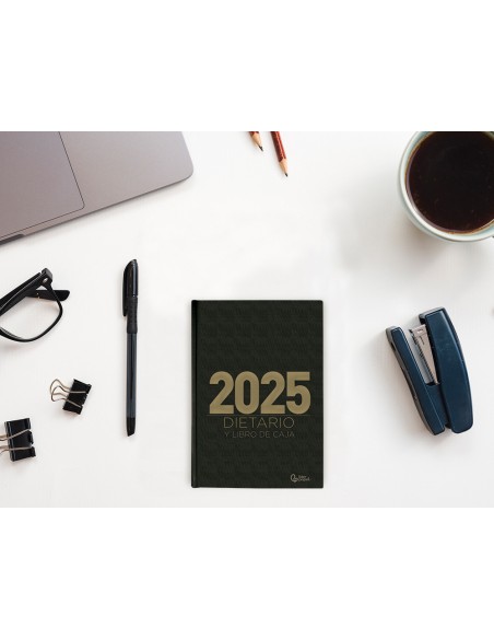 Agenda encuadernada liderpapel dietario 120 x 165 2025 dia pagina color negro papel 70 gr