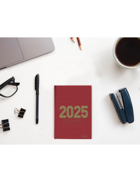 Agenda encuadernada liderpapel dietario 120 x 165 2025 dia pagina color rojo papel 70 gr