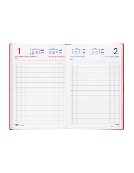 Agenda encuadernada liderpapel dietario 120 x 165 2025 dia pagina color rojo papel 70 gr