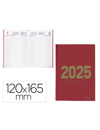 Agenda encuadernada liderpapel dietario 120 x 165 2025 dia pagina color rojo papel 70 gr