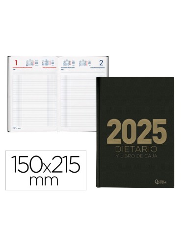 Agenda encuadernada liderpapel dietario 150 x 215 2025 dia pagina color negro papel 70 gr