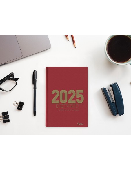 Agenda encuadernada liderpapel dietario 150 x 215 2025 dia pagina color rojo papel 70 gr
