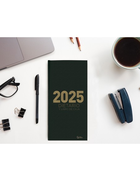 Agenda encuadernada liderpapel dietario 150 x 305 2025 dia pagina color negro papel 70 gr
