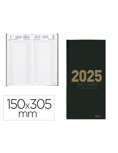 Agenda encuadernada liderpapel dietario 150 x 305 2025 dia pagina color negro papel 70 gr