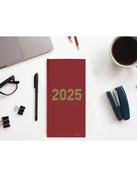 Agenda encuadernada liderpapel dietario 150 x 305 2025 dia pagina color rojo papel 70 gr