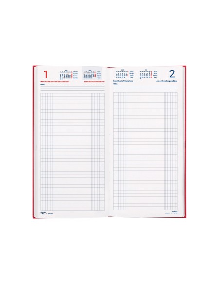 Agenda encuadernada liderpapel dietario 150 x 305 2025 dia pagina color rojo papel 70 gr