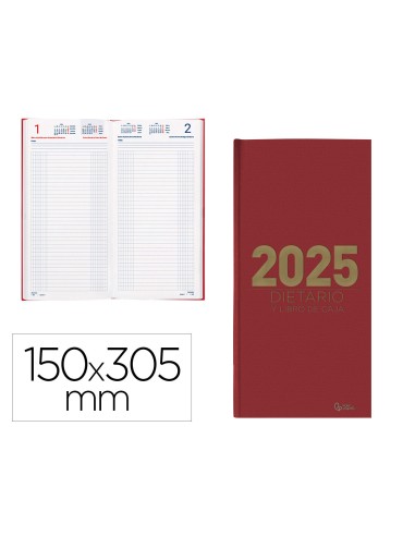 Agenda encuadernada liderpapel dietario 150 x 305 2025 dia pagina color rojo papel 70 gr