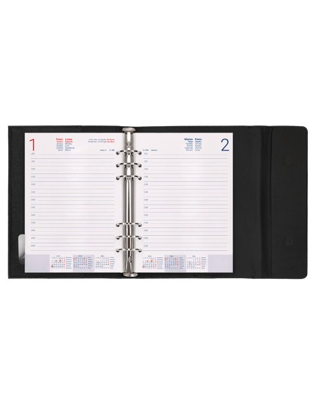 Agenda encuadernada liderpapel nero a5 2025 dia pagina negro papel 70 gr