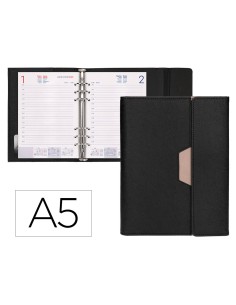 Agenda encuadernada liderpapel nero a5 2025 dia pagina negro papel 70 gr