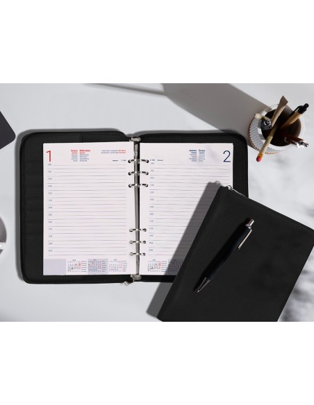 Agenda encuadernada liderpapel tarento a5 2025 dia pagina color negro papel 70 gr