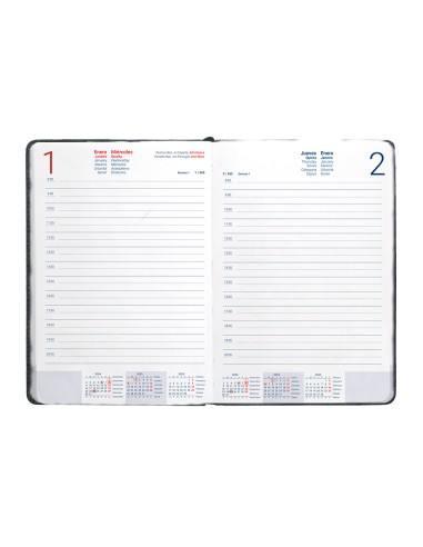 Agenda encuadernada liderpapel saria a5 2025 dia pagina color negro papel 70 gr