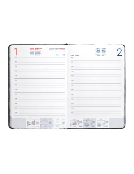 Agenda encuadernada liderpapel saria a5 2025 dia pagina color negro papel 70 gr