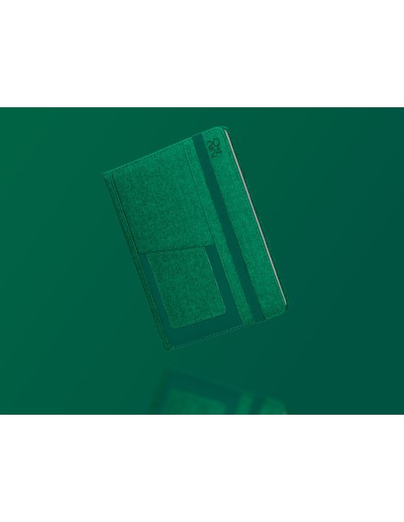 Agenda encuadernada liderpapel saria a5 2025 dia pagina color verde papel 70 gr