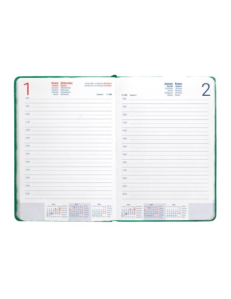 Agenda encuadernada liderpapel saria a5 2025 dia pagina color verde papel 70 gr