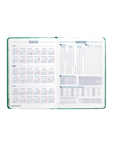 Agenda encuadernada liderpapel saria a5 2025 dia pagina color verde papel 70 gr