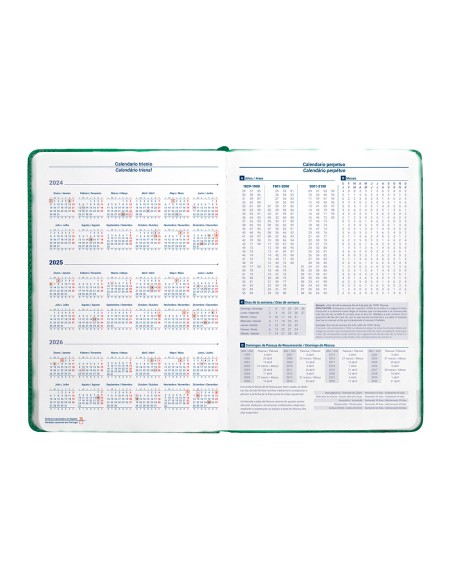 Agenda encuadernada liderpapel saria a5 2025 dia pagina color verde papel 70 gr