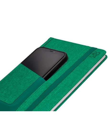 Agenda encuadernada liderpapel saria a5 2025 dia pagina color verde papel 70 gr