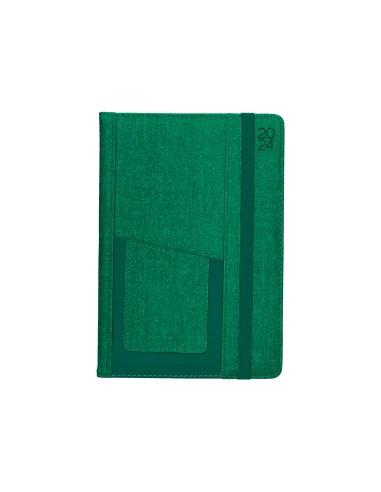 Agenda encuadernada liderpapel saria a5 2025 dia pagina color verde papel 70 gr