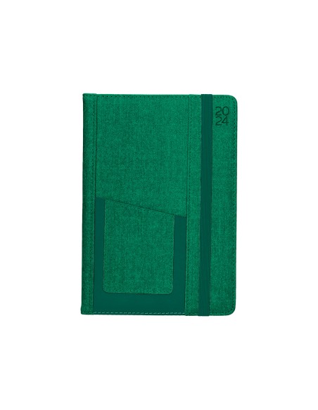 Agenda encuadernada liderpapel saria a5 2025 dia pagina color verde papel 70 gr