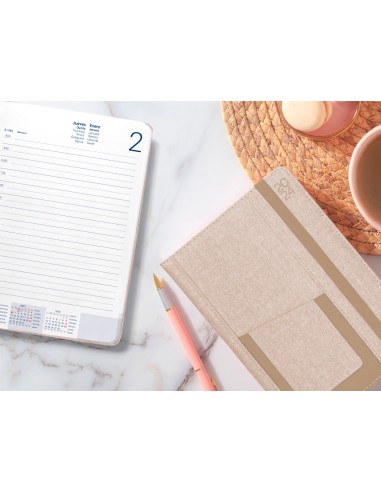 Agenda encuadernada liderpapel saria a5 2025 dia pagina color gris papel 70 gr