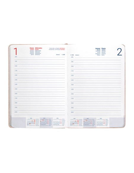 Agenda encuadernada liderpapel saria a5 2025 dia pagina color gris papel 70 gr