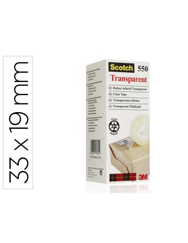 Cinta adhesiva scotch 550 transparente 33x19 mm pack de 8 unidades