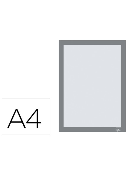 Marco porta anuncios nobo din a4 marco magnetico autoadhesivo color plata pack de 2 unidades