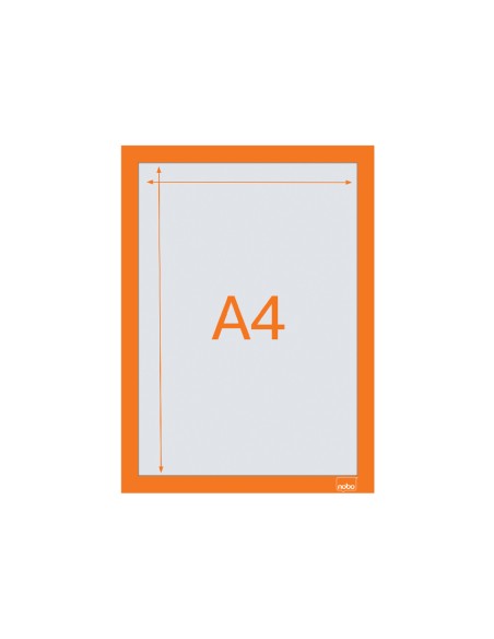 Marco porta anuncios nobo din a4 marco magnetico autoadhesivo color naranja pack de 2 unidades