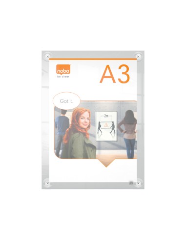 Marco porta anuncios nobo acrilico transparente mural removible din a3 sin marco 348x24x471 mm