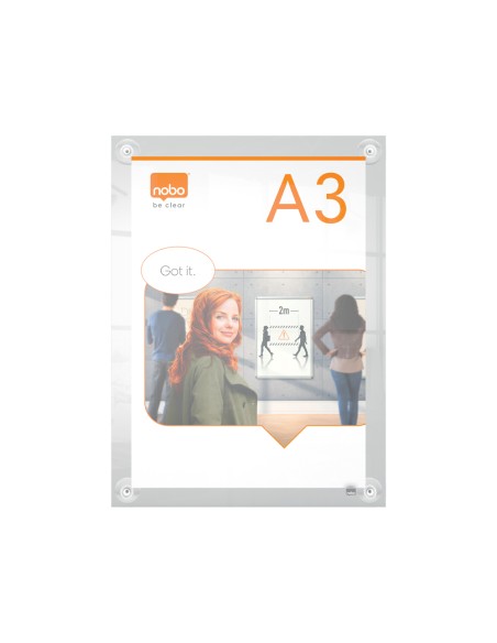 Marco porta anuncios nobo acrilico transparente mural removible din a3 sin marco 348x24x471 mm