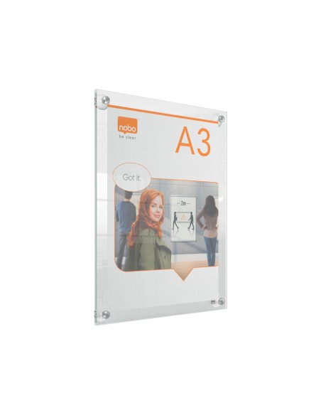 Marco porta anuncios nobo acrilico transparente mural removible din a3 sin marco 348x24x471 mm