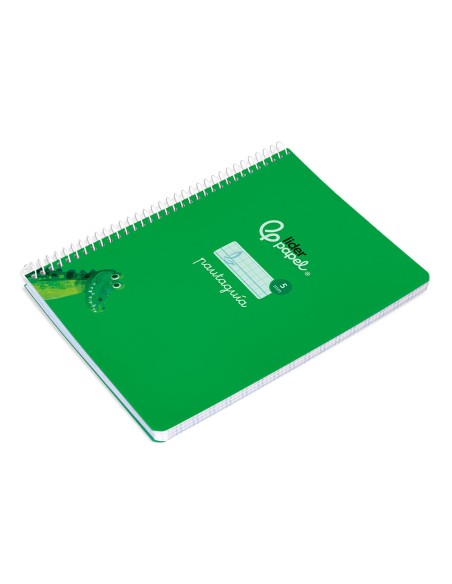 Cuaderno espiral liderpapel di n a5 pautaguia tapa blanda 40h 75 gr cuadro pautado 5mm color verde