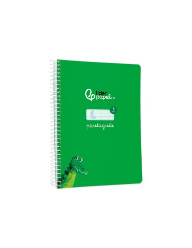 Cuaderno espiral liderpapel di n a5 pautaguia tapa blanda 40h 75 gr cuadro pautado 5mm color verde