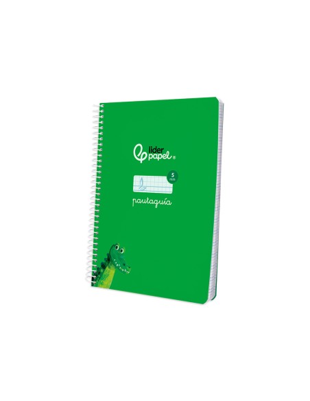 Cuaderno espiral liderpapel di n a5 pautaguia tapa blanda 40h 75 gr cuadro pautado 5mm color verde