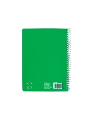 Cuaderno espiral liderpapel di n a5 pautaguia tapa blanda 40h 75 gr cuadro pautado 5mm color verde
