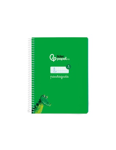 Cuaderno espiral liderpapel di n a5 pautaguia tapa blanda 40h 75 gr cuadro pautado 5mm color verde