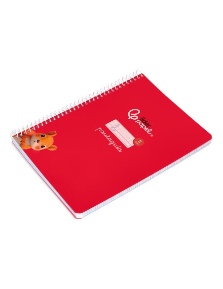 Cuaderno espiral liderpapel di n a5 pautaguia tapa blanda 40h 75 gr cuadro pautado 5mm color rojo