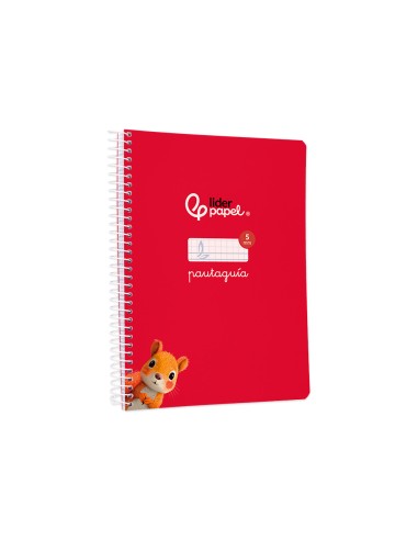 Cuaderno espiral liderpapel di n a5 pautaguia tapa blanda 40h 75 gr cuadro pautado 5mm color rojo